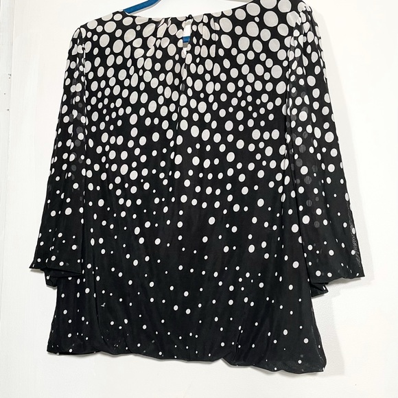 Sara Michelle Black/White Polkadot blouse Sz L - Picture 2 of 5